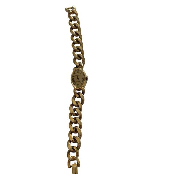 PAUL DOMINIQUE 17 Jewels Swiss Made Wind-up Gold Chain Women's Watch Working - Picture 7 of 8